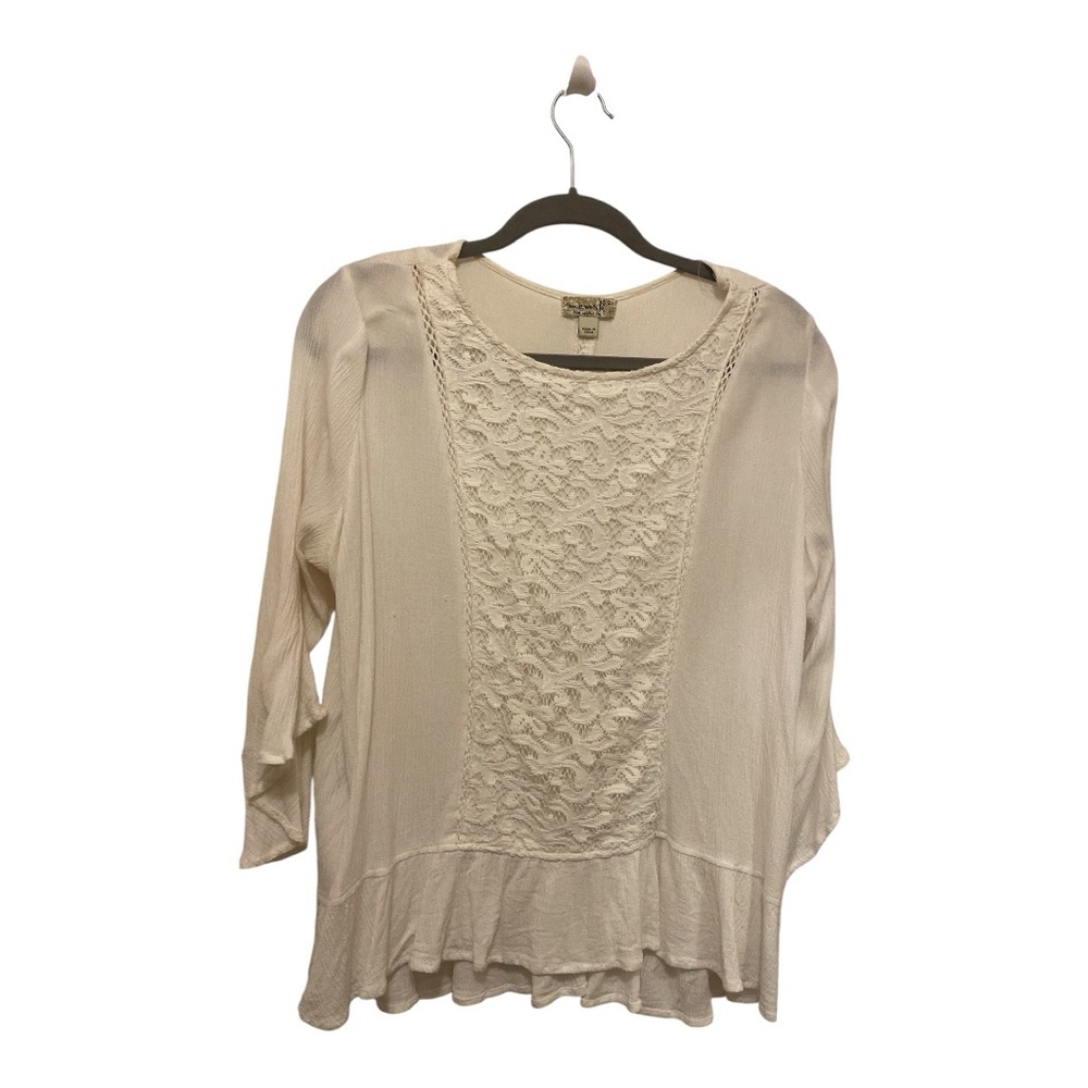 ONE WORLD White Lace Blouse
